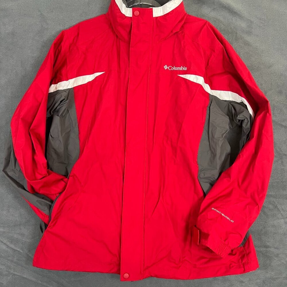 Columbia Grand Targhee II Parka Shell Women‎ Large Red Gray Omni Shield Jacket